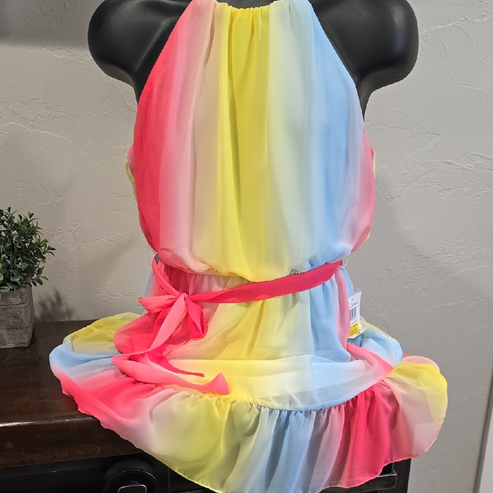 Colorful Halter Dress with Belt